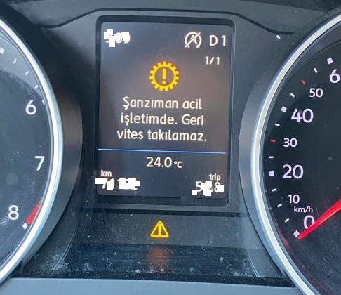 Skoda şanzıman acil işletimde geri vitese takılmaz