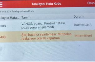 BMW 120408 şarj basıncı ayarlaması müteakip reaksiyon olarak kapatma