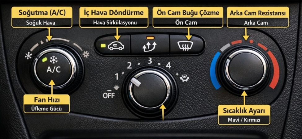 Araç klima işaretlerinin anlamları