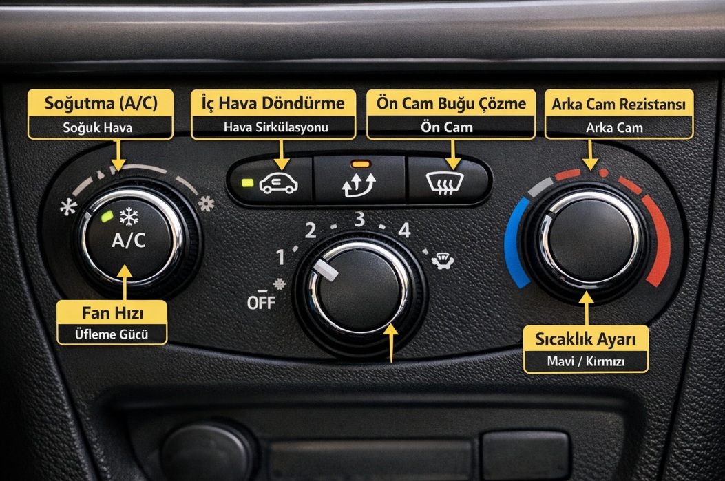 Araç klima işaretlerinin anlamları