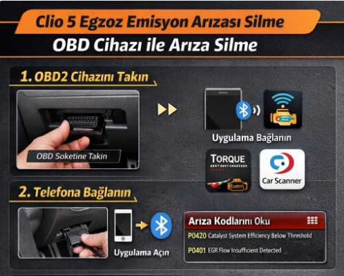 Clio 5 egzoz emisyon arızası silme nasıl yapılır ?