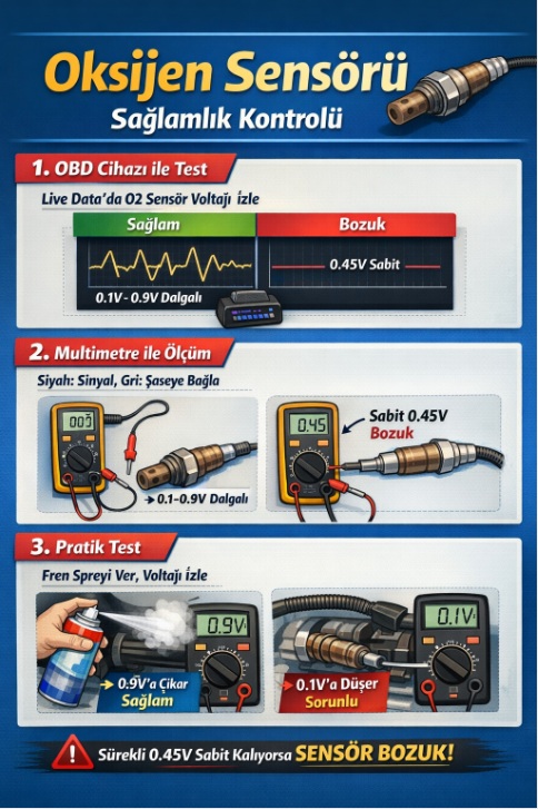 Oksijen sensörü sağlamlık kontrolü nasıl yapılır 1