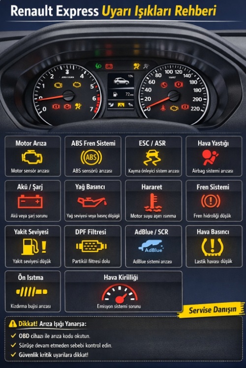 Renault Express arıza ışıkları