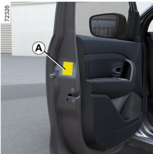 Renault Express lastik basıncı etiketi